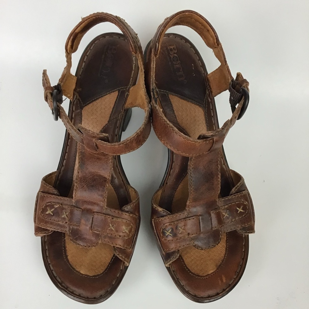 Born Tan Leather Strappy Sandals - Picture 2 of 7